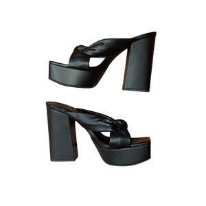 Open Edit Kaia Knot Platform Sandal in black Size 9